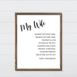 My Wife Poem - Canvas & Wood Sign Wall Art