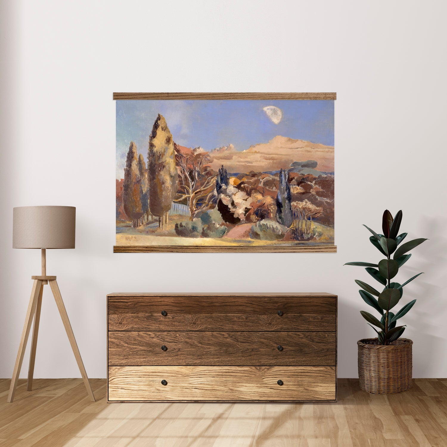 Half Moon Surreal Landscape Painting - Oversized Wall Art