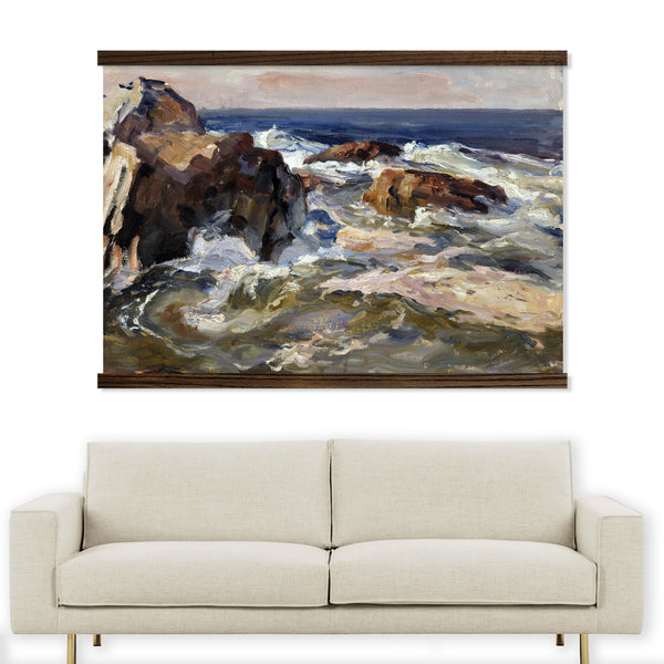 Large Painting Pirate Cove Waves Canvas Wall Hanging