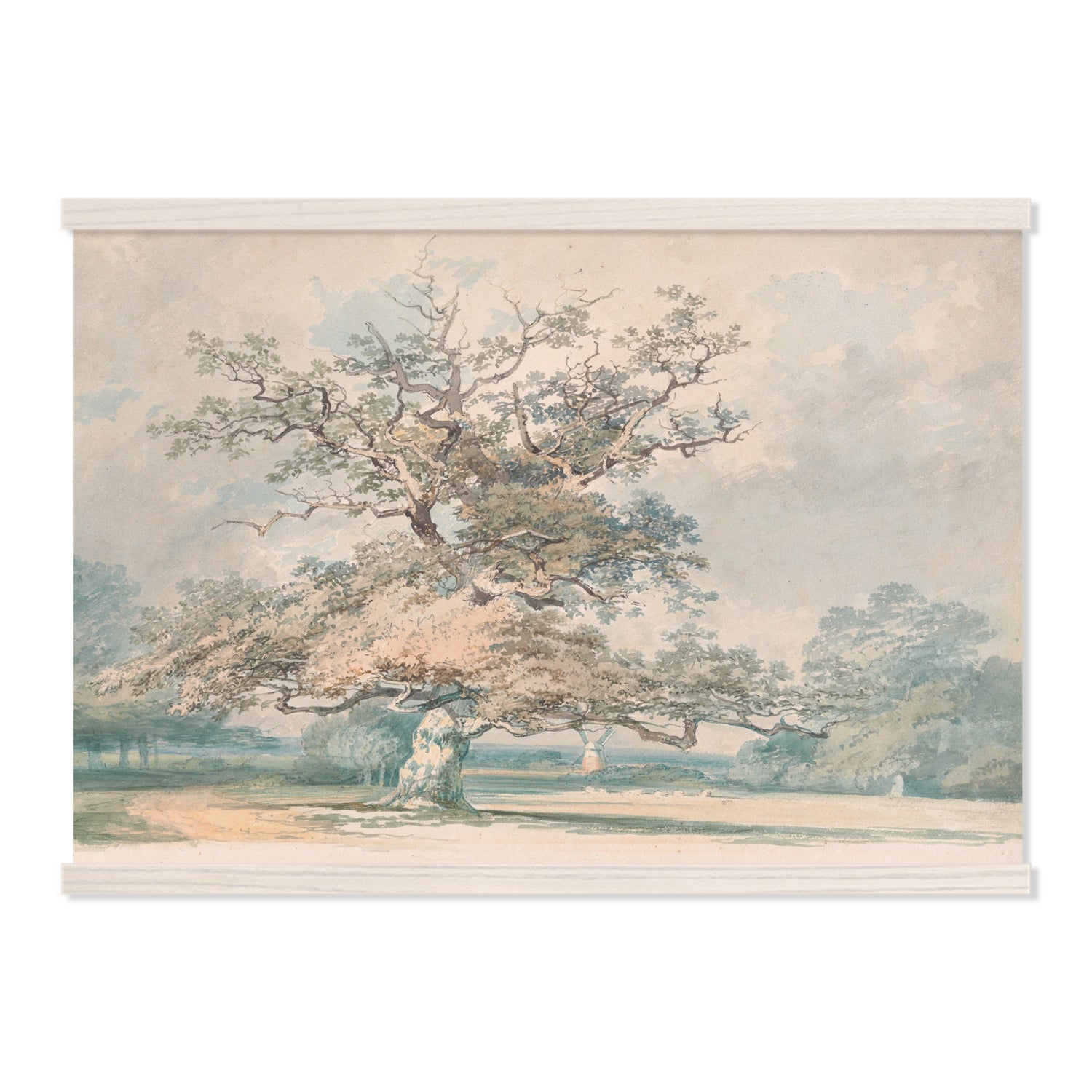 Old Oak Tree - Beige Wall Art - Neutral Scenic Big Wall Art