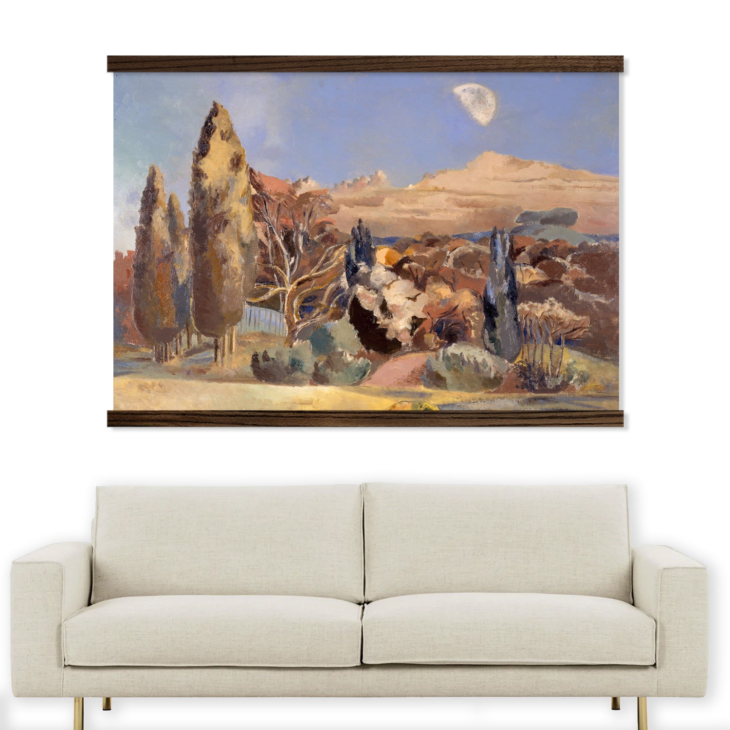 Half Moon Surreal Landscape Painting - Oversized Wall Art