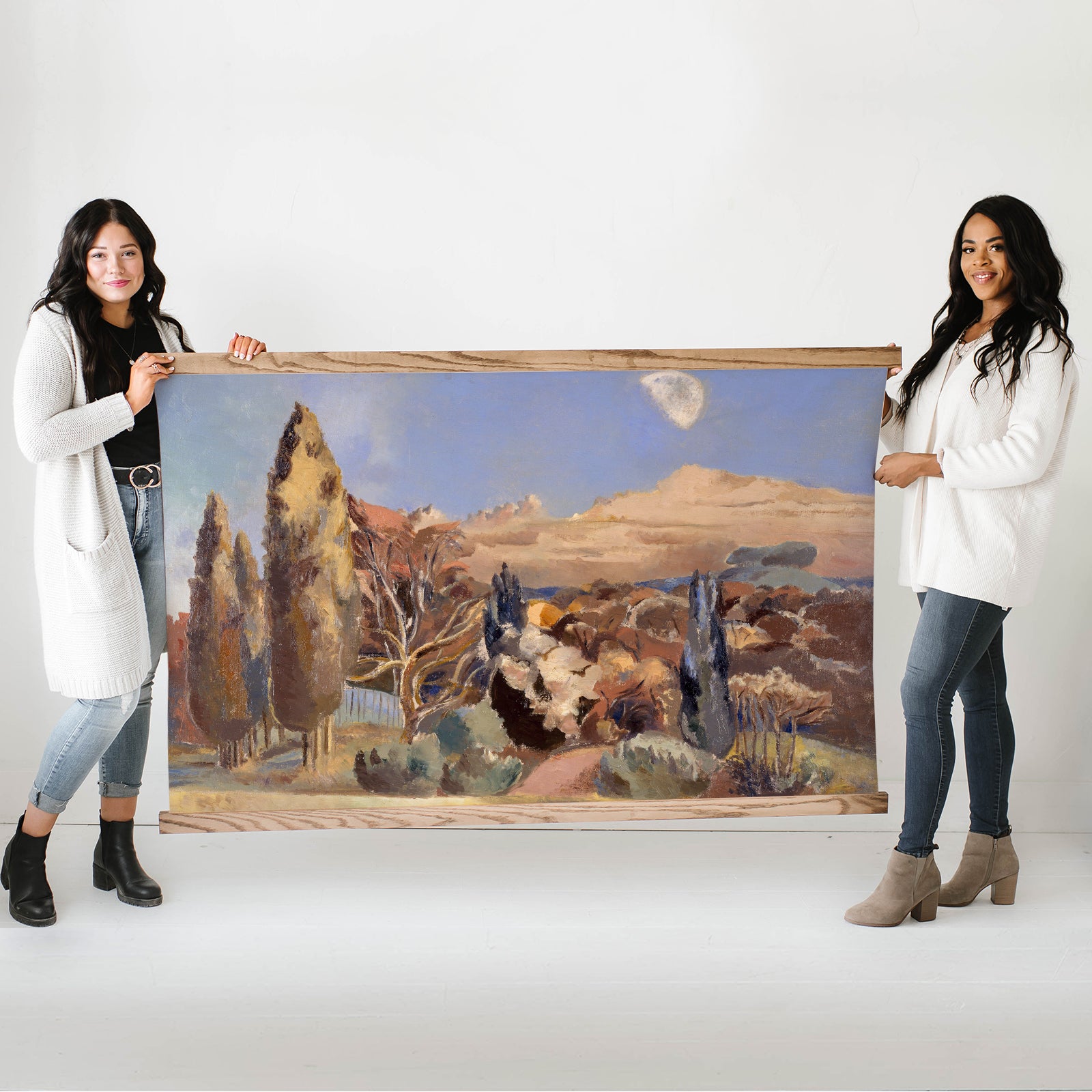 Half Moon Surreal Landscape Painting - Oversized Wall Art