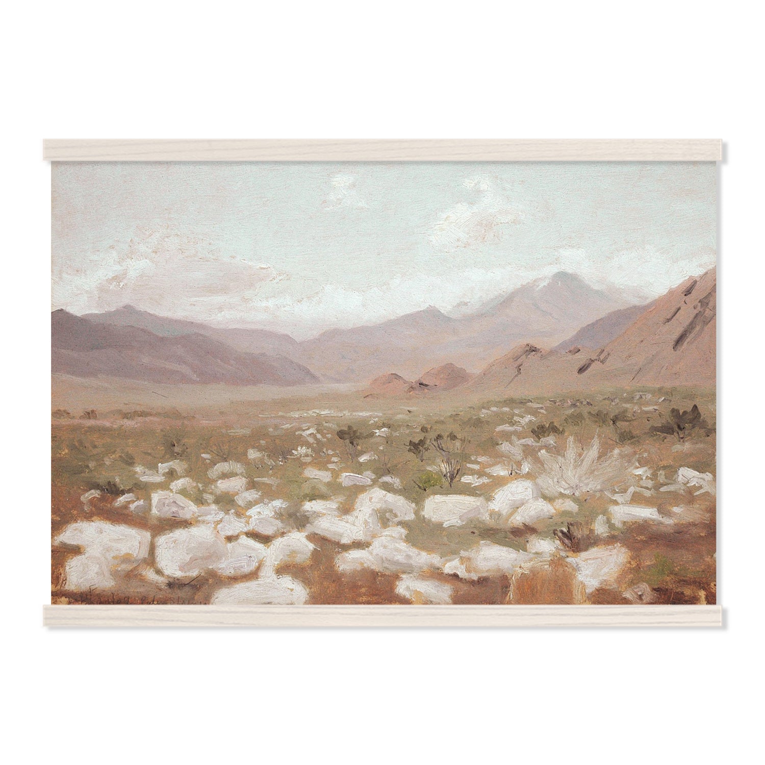 Beige Aesthetic Palm Desert Canvas Wall Art with Wood Frame