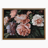 Dark Peony Flower Painting Mural Canvas - Large Vintage Floral