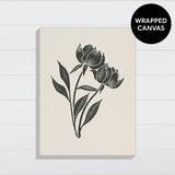 Peony Woodcut Outline -  Canvas & Wood Sign Wall Art