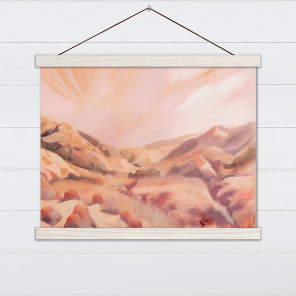 Pink Desert Valley Watercolor - Canvas & Wood Sign Wall Art