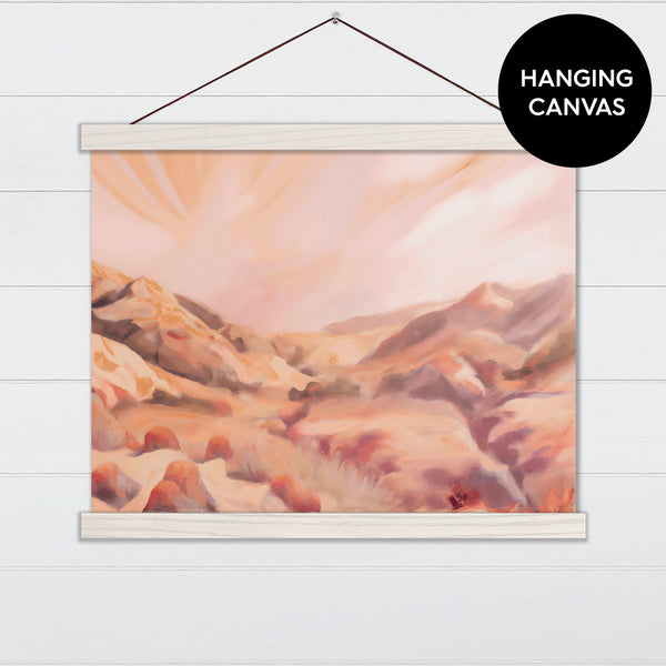Pink Desert Valley Watercolor - Canvas & Wood Sign Wall Art