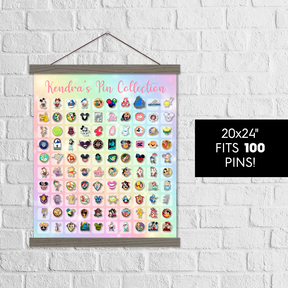 100 Enamel Pins Hanger Collection - Rainbow Background