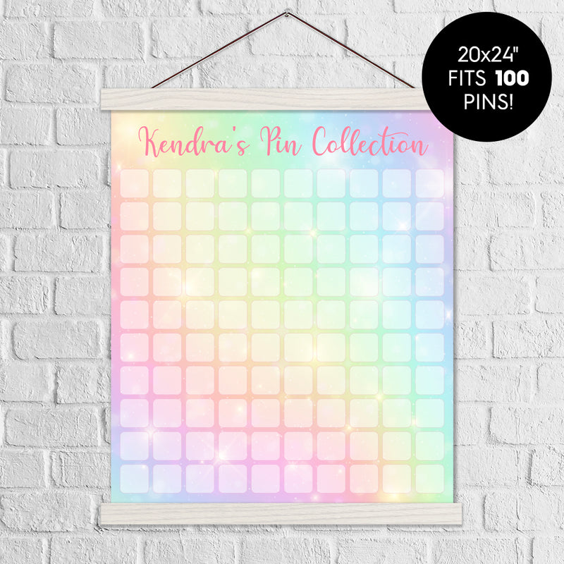 100 Enamel Pins Hanger Collection - Rainbow Background