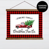 Christmas Tree Co. - Red Buffalo Plaid Truck & Border Canvas & Wood Sign Wall Art