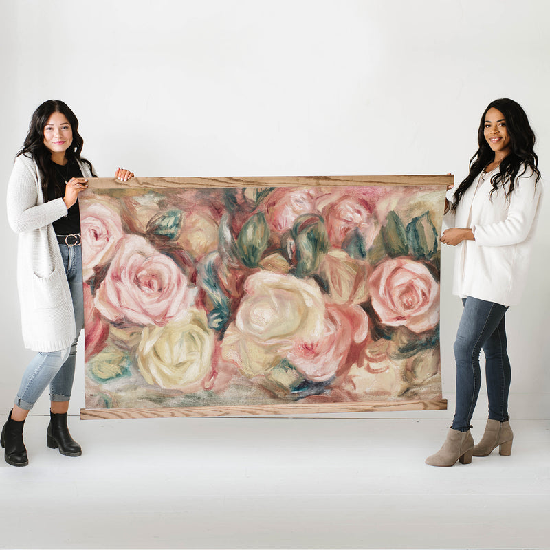 Roses Large Canvas Wall Art by Impressionist Painter Pierre-Auguste Renoir