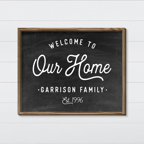 Farmhouse Welcome Sign - Chalkboard Style Canvas & Wood Sign Wall Art