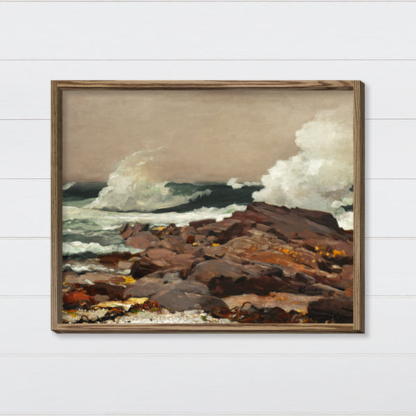 Rocky Shore Painting Canvas & Wood Sign Wall Art