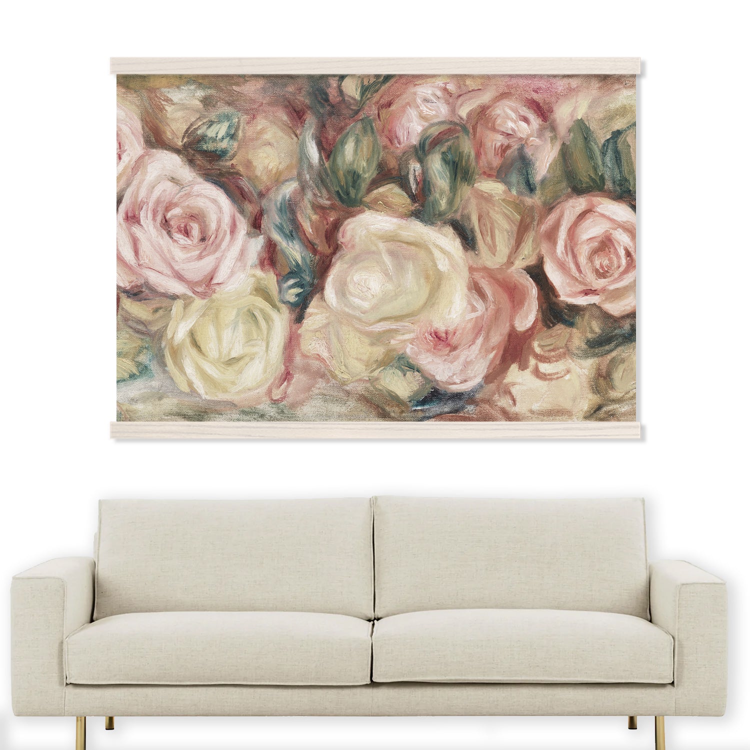 Roses Large Canvas Wall Art by Impressionist Painter Pierre-Auguste Renoir