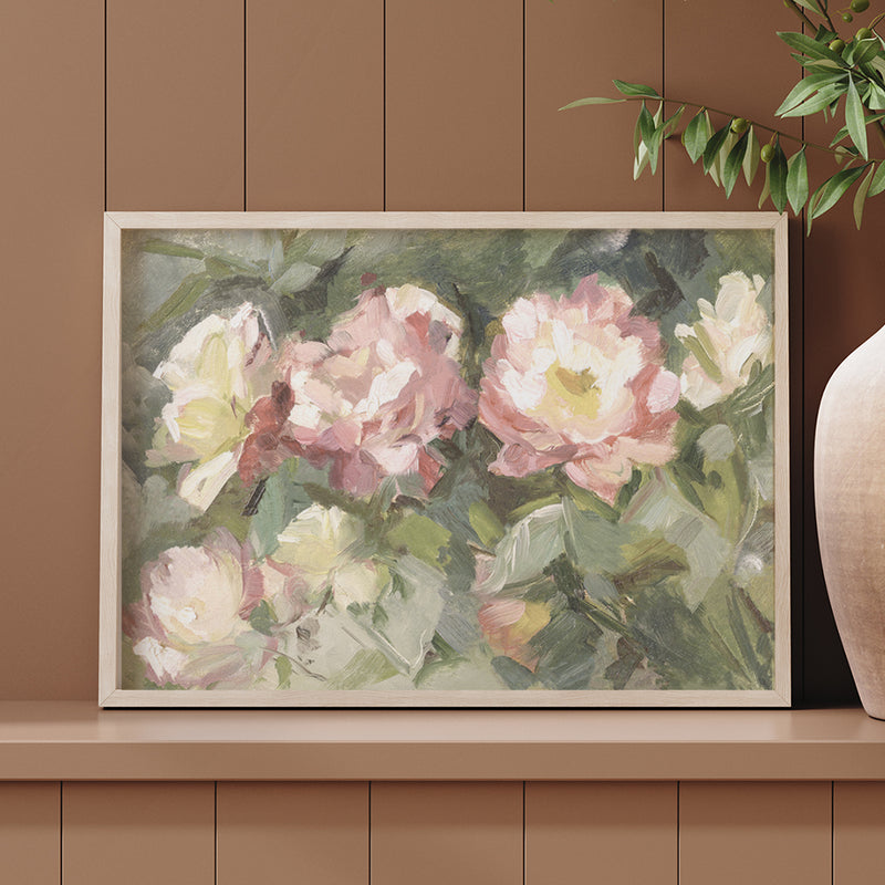 Roses Modern Soft Blush Painting - Canvas or Fine Art Paper Print