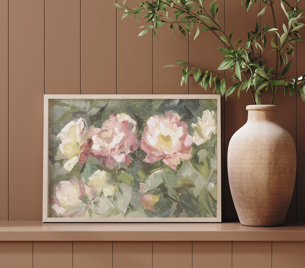 Roses Modern Soft Blush Painting - Canvas or Fine Art Paper Print