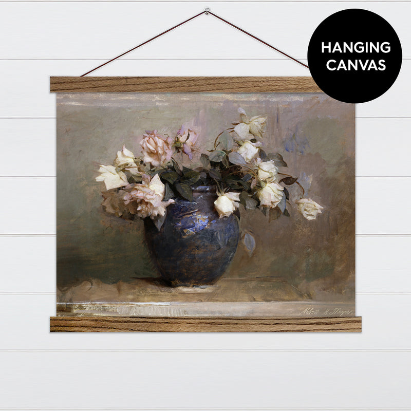 Vase of Roses Painting Canvas & Wood Sign Wall Art