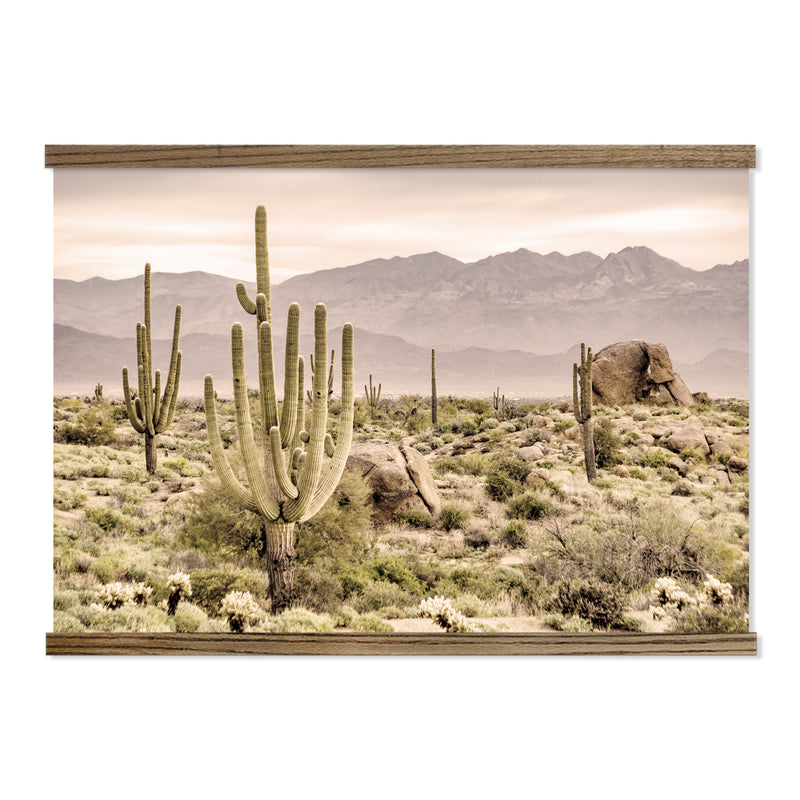 Saguaro Cactus Desert Landscape Print - Large Framed Canvas Art