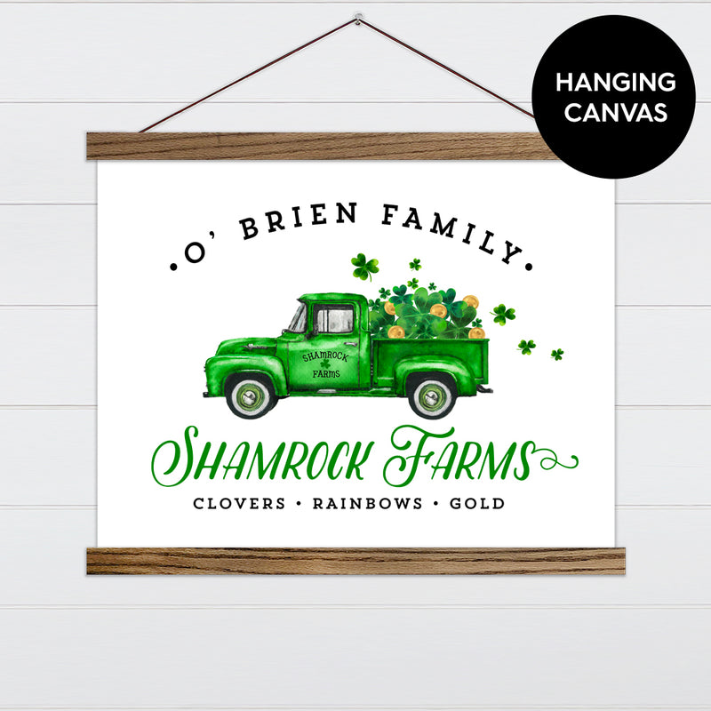 Shamrock Farms Co. - Fern Green Vintage Truck Canvas & Wood Sign Wall Art