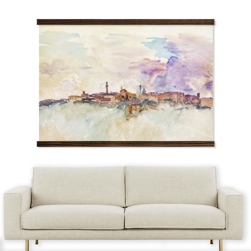 Siena by John Sargent Antique Watercolor of Italian City Large Canvas Wall Art