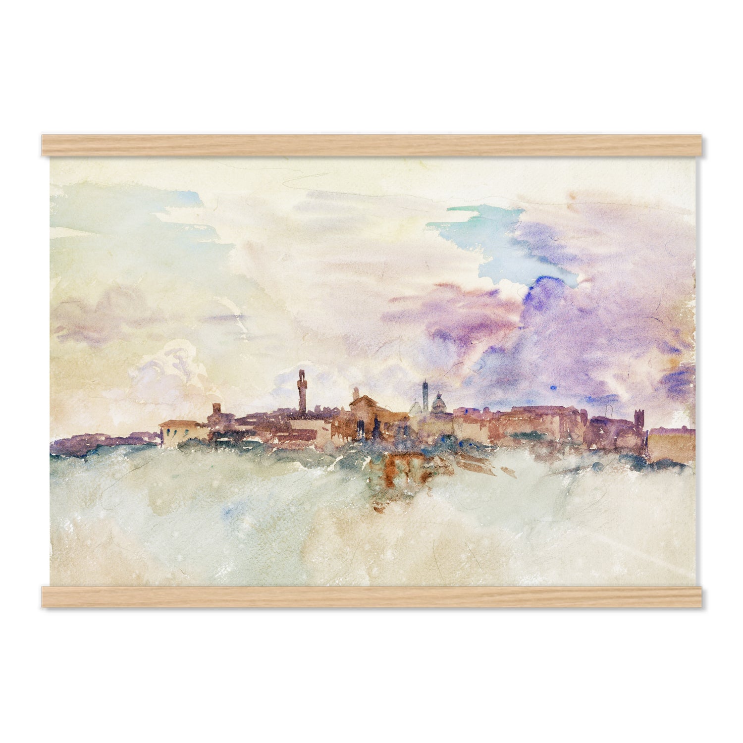 Siena by John Sargent Antique Watercolor of Italian City Large Canvas Wall Art