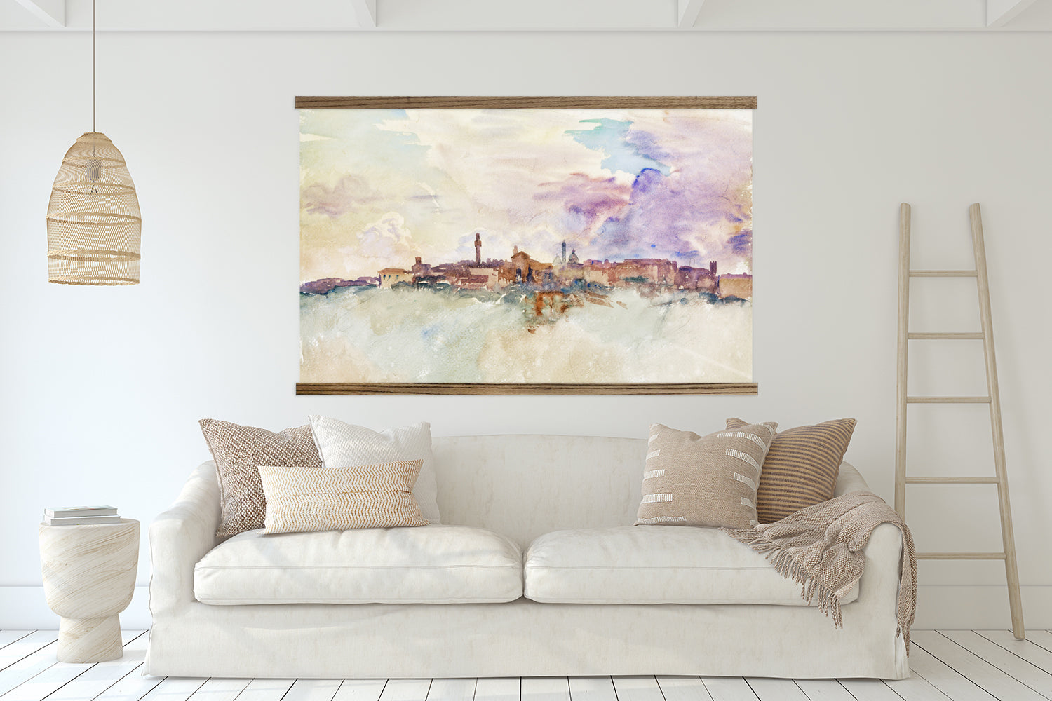 Siena by John Sargent Antique Watercolor of Italian City Large Canvas Wall Art