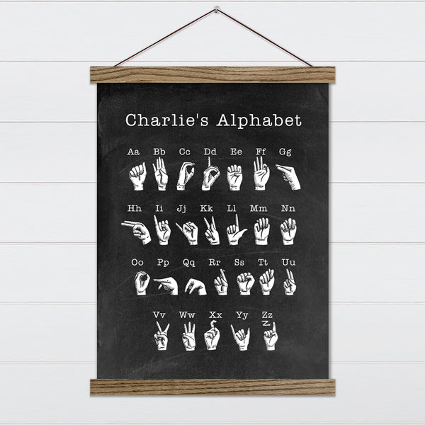 Personalized Sign Language Alphabet Canvas & Wood Sign Wall Art