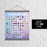 Soft Galaxy 100 Enamel Pins Banner with Wood Hanger