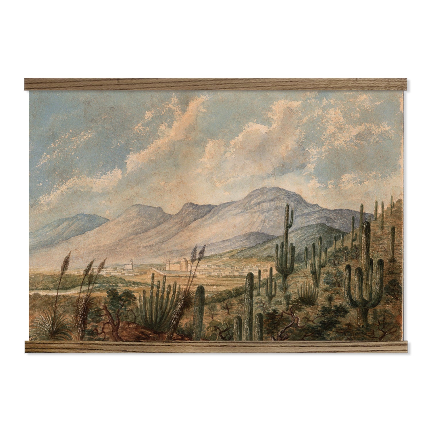 Desert Cactus Tapestry - Large Canvas Print with Wood Frame