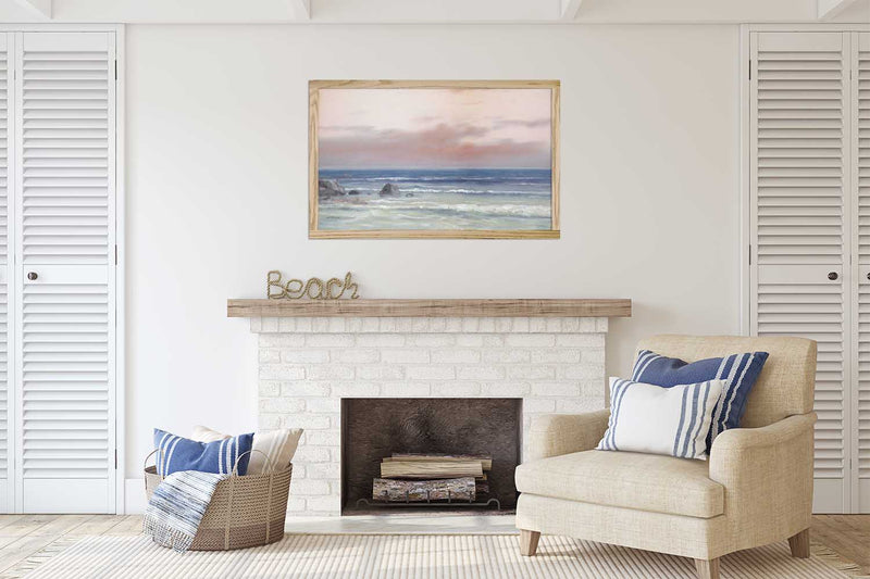 Sunset Seaside Watercolor Canvas & Wood Sign Wall Art