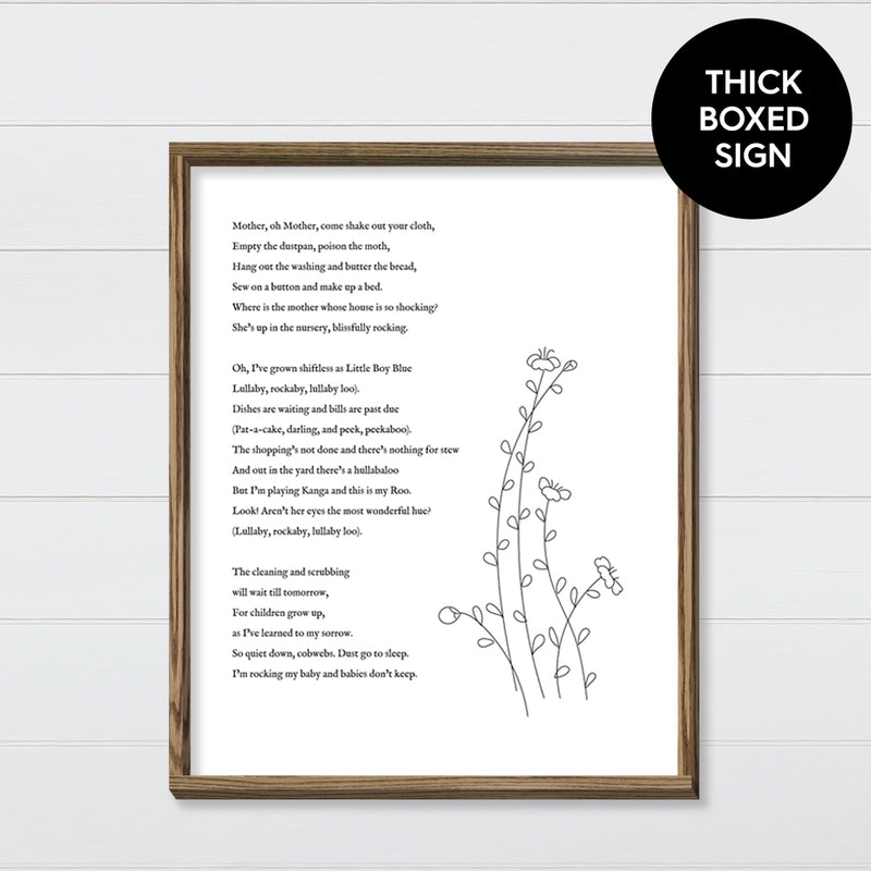 Tall Simple Flower Poem - Canvas & Wood Sign Wall Art
