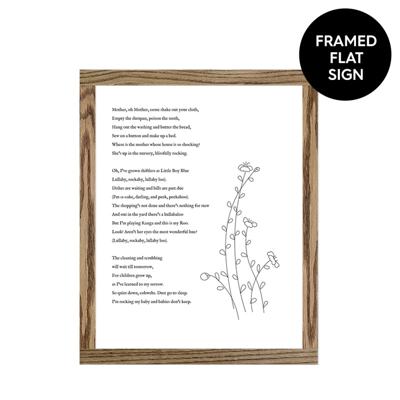 Tall Simple Flower Poem - Canvas & Wood Sign Wall Art