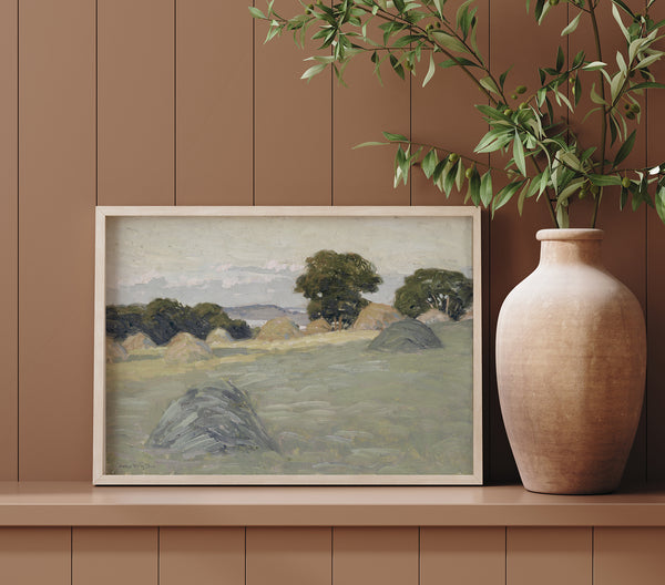 The Hill Field Farm Painting by Arthur Wesley Dow - Giclee Fine Art Print Poster or Canvas