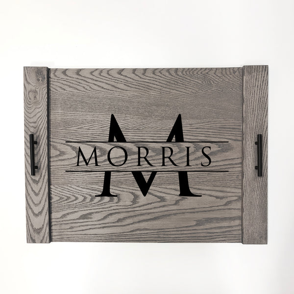 Engraved Monogram & Last Name Wooden Noodle Board