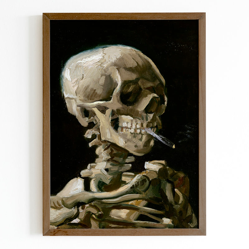 Van Gogh Skull with Burning Cigarette Painting - Art Print