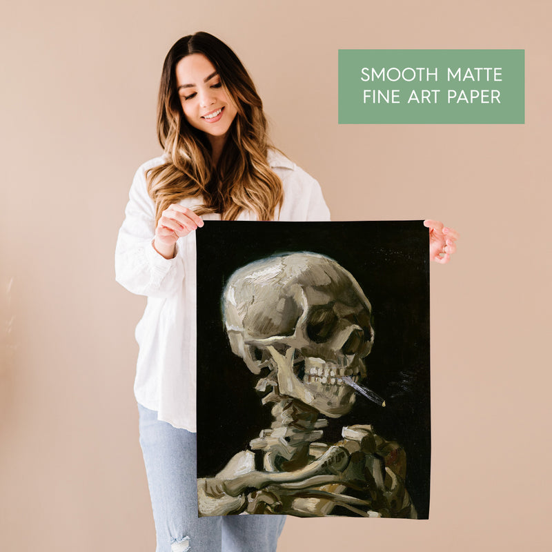 Van Gogh Skull with Burning Cigarette Painting - Art Print