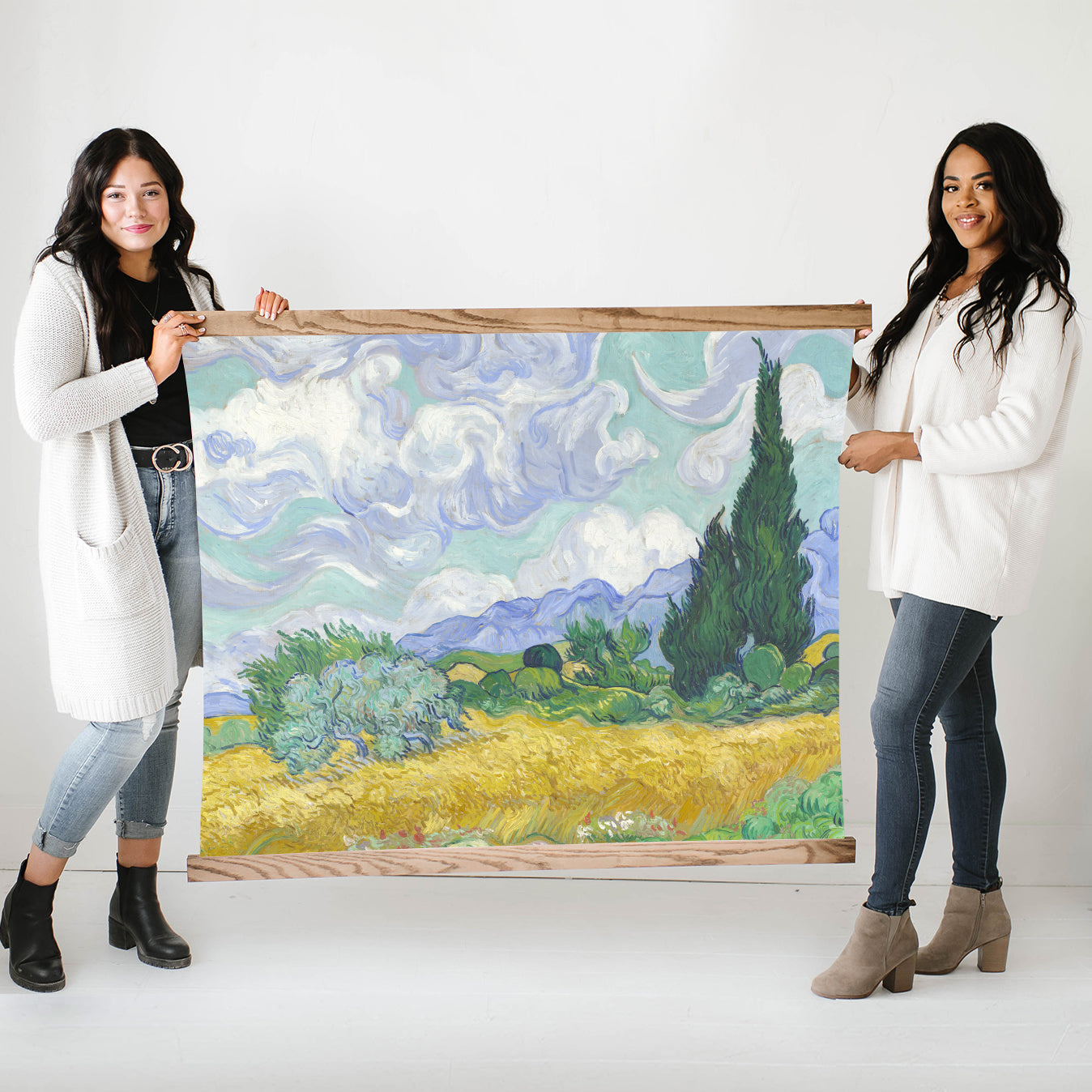 Van Gogh Wheatfield and Cypresses Painting Print on Large Canvas