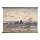 View of Moulins French Watercolor Landscape Large Canvas Wall Art