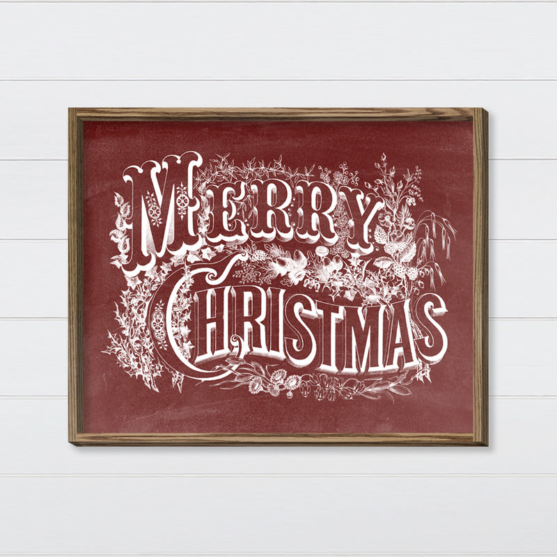 Vintage Merry Christmas Canvas & Wood Sign Wall Art