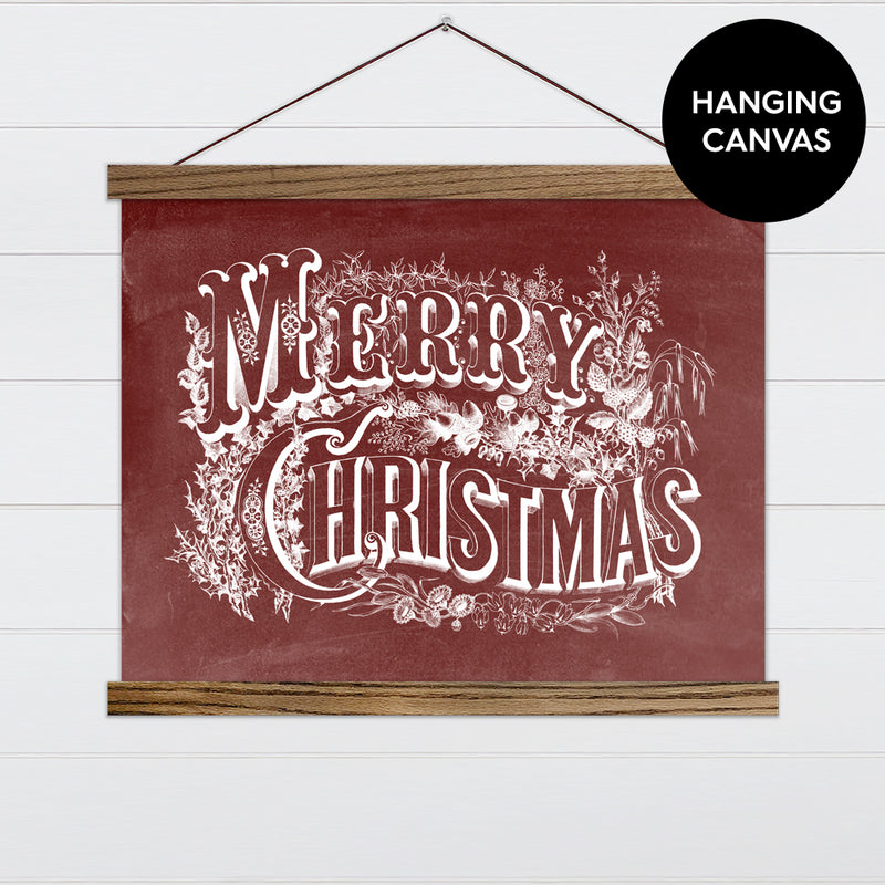 Vintage Merry Christmas Canvas & Wood Sign Wall Art