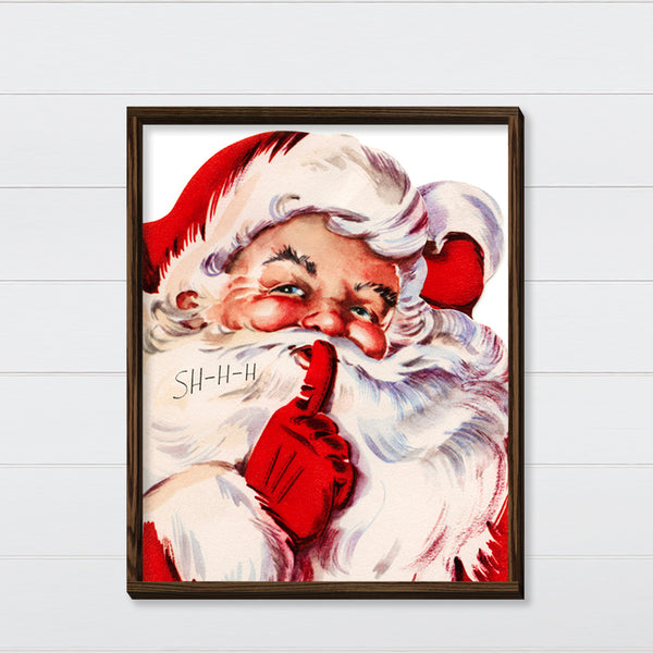 Vintage Santa Claus Painting Canvas & Wood Sign Wall Art