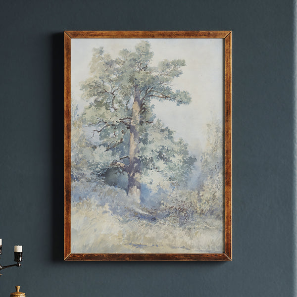 Watercolor Oak Tree - Soft Earthy Colors Art Print