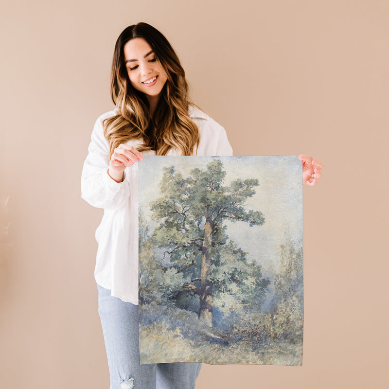 Watercolor Oak Tree - Soft Earthy Colors Art Print