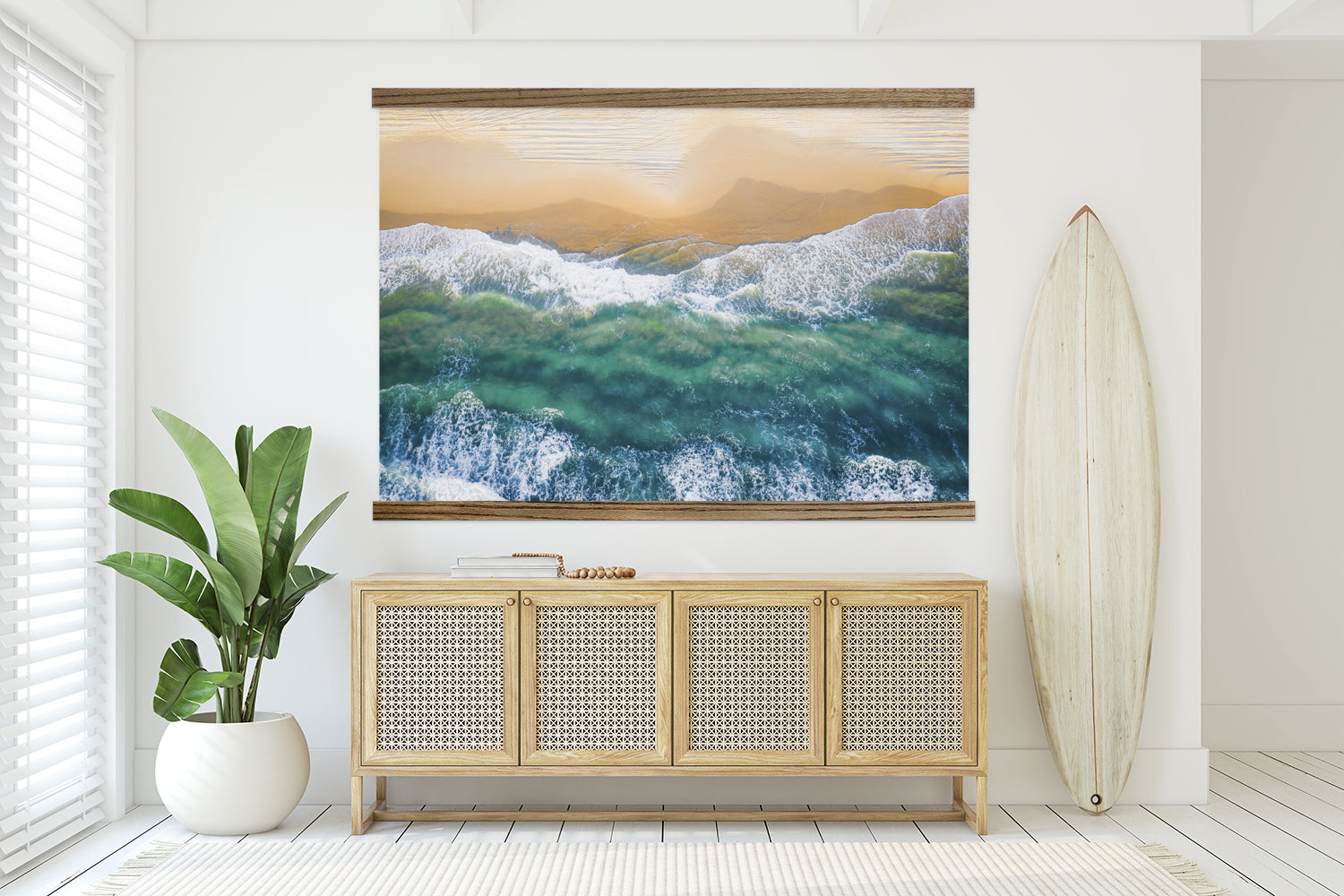 Waves Beach Aerial Canvas Print - Extra Large Wall Art