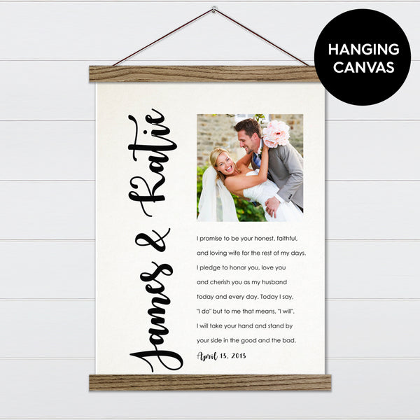Wedding Vows & Names Canvas & Wood Sign Wall Art