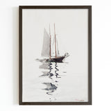 White Black Schooner Boat painting