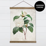 White Camellia Canvas & Wood Sign Wall Art