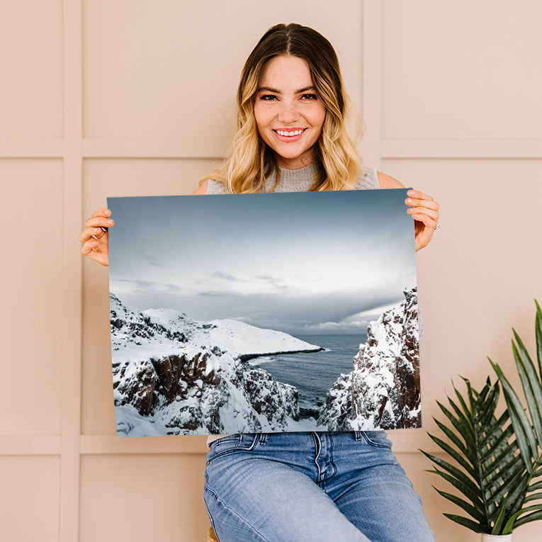 Winter Ocean Cliff Fine Art Print - Giclee Fine Art Print Poster or Canvas