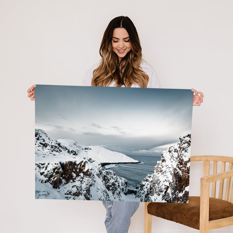 Winter Ocean Cliff Fine Art Print - Giclee Fine Art Print Poster or Canvas