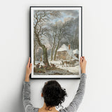Vintage Winterlandschap Winter Cottage Painting - Fine Art Giclee Art Print